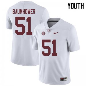 NCAA Youth Alabama Crimson Tide #51 Wes Baumhower Stitched College 2018 Nike Authentic White Football Jersey KY17R21VA